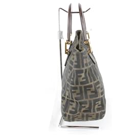 Fendi-Sac à main Fendi Zucca en toile kaki-Kaki