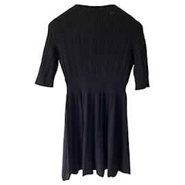 Chanel-Chanel 2018 Classic Black Textured Knit Dress FR 38-Black
