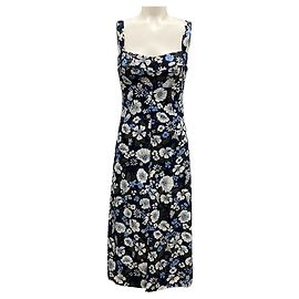 Veronica Beard Marineblaues Colleen Blumenkleid Marineblau