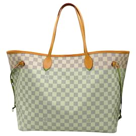 Louis Vuitton-Louis Vuitton Ivory Damier Azur Neverfull GM Tote Bag-Cream