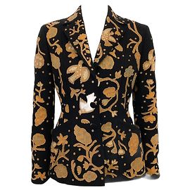 Giacca Bar in lana nera ricamata in oro Christian Dior 2017 Nero