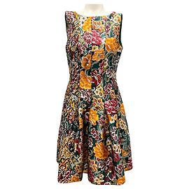 Robe en Fil Coupe Florale Oscar de la Renta Vert / Or / Rouge Automne 2019 Multicolore