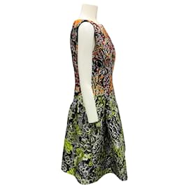 Oscar de la Renta-Oscar de la Renta Green / Gold / Red Fall 2019 Floral Fil Coupe Dress-Multiple colors