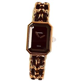 Chanel My First Watch L Gold-plated Leather Black Black