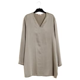 Hermès-Hermès 1998 Top FR38 Martin Margiela Grey Silk Twill Blouse UK10 US8 Hermes-Grey