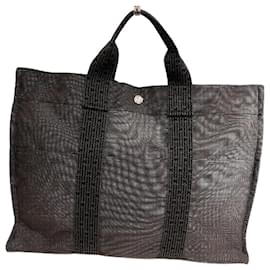 Hermès-Hermes Herline Canvas Tote Bag-Black