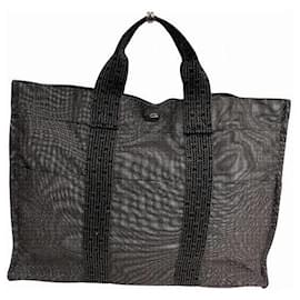 Hermès-Hermes Herline Canvas Tote Bag-Black