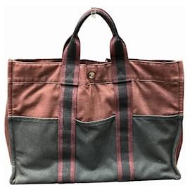 Hermès-Sac fourre-tout en toile Hermes-Bleu