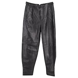 Givenchy- Givenchy High-Rise Tampered Trousers in Black Leather-Black