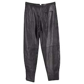 Givenchy- Givenchy High-Rise Tampered Trousers in Black Leather-Black