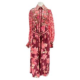 Vestido maxi de seda estampada rosa com cinto Zimmermann Rosa