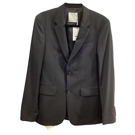 Sandro Paris einreihiger Blazer aus schwarzer Wolle Schwarz