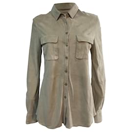 Joseph-Joseph Buttoned Shirt in Beige Suede-Beige