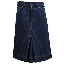 Falda midi plisada bordada Victoria Beckham en denim azul Azul