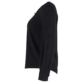 Oscar de la Renta-Oscar de la Renta Bateau Neckline Blouse in Black Silk-Black