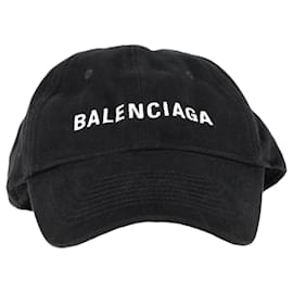 Balenciaga-Boné de beisebol em algodão preto com logo Balenciaga-Preto