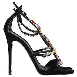 Sandali in suede nero decorati con cristalli Giuseppe Zanotti Elba Nero