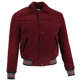 Saint Laurent Cord-Jacke aus Baumwolle in Burgunderrot Rot Bordeaux