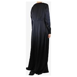 Alice by Temperley-Black satin wrap maxi dress - size UK 16-Black