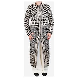 Alice by Temperley-Black and beige abstract print knitted cardigan - size L-Multiple colors