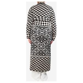 Alice by Temperley-Black and beige abstract print knitted cardigan - size L-Multiple colors