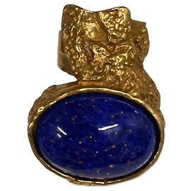 YSL - ANELLO ARTY OVALE - ORO E BLU  saint laurent Blu D'oro