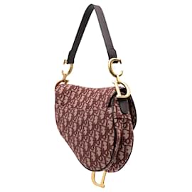 Dior-Dior Red Oblique Canvas Saddle Bag-Red
