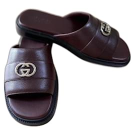 Gucci-SANDAL LEATHER, R.S-Dark red