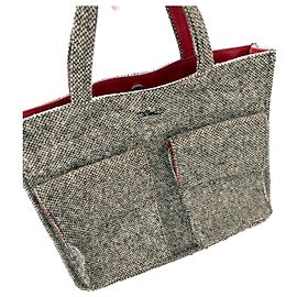 Saco tote Longchamp em lã bouclée cinza – interior vermelho, modelo raro e elegante Preto Branco Vermelho