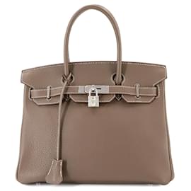 Hermès-Sac à main Hermes Birkin 30 en gris Etoupe-Taupe