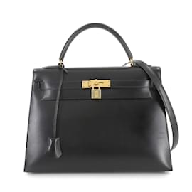 Hermès-Sac à main Hermes Kelly 32-Noir