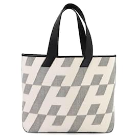 Hermès-Sac tote Hermes H en Biais 40 GM-Noir,Écru