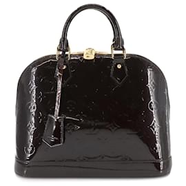 Louis Vuitton-Louis Vuitton Monogram Vernis Alma PM Handbag-Dark red