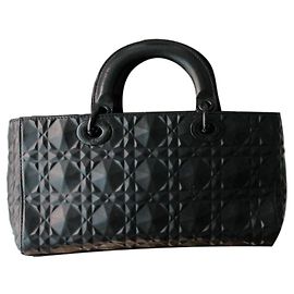 Bolsa Lady D-Joy Dior em couro de bezerro preto mate Preto