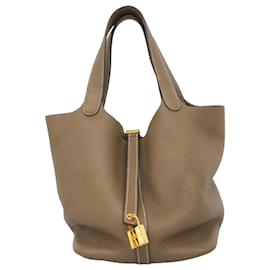 Hermès-Sac à main Hermes Picotin Lock MM-Taupe