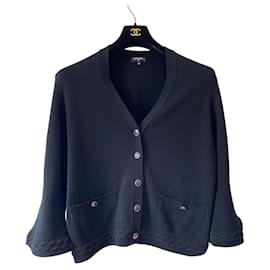 Chanel-Chanel Cashmere Black Classic Cardigan FR 44-Black