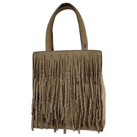 Sac mini tote à franges Chanel beige Beige
