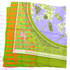 Hermès-Hermes Carré 90 World Map Silk Scarf-Orange