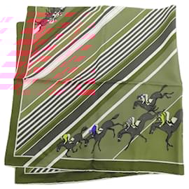 Hermès-Hermes Carre 90 Horse Racing Silk Scarf-Pink