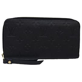 Louis Vuitton-LOUIS VUITTON Monogram Empreinte Zippy Wallet Black M61864 LV Auth 89010AM-Black