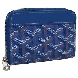 GOYARD Portamonete in pelle Herringbone blu Auth 110579AM Blu