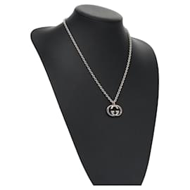 Gucci-GUCCI Interlocking Necklace Ag925 Silver Auth am7919-Silvery