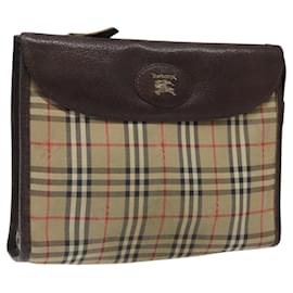 Autre Marque-Burberrys Nova Check Clutch Bag Canvas Beige Auth bs25520-Beige