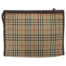Autre Marque-Burberrys Nova Check Clutch Bag Canvas Beige Auth bs25520-Beige