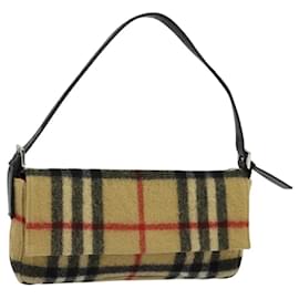Autre Marque-Burberrys Nova Check Blue Label Shoulder Bag Wool Beige Auth 123637-Beige