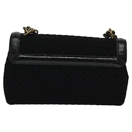 Autre Marque-BOTTEGA VENETA Chain Shoulder Bag Cotton Black Gold Auth sw586-Black,Golden