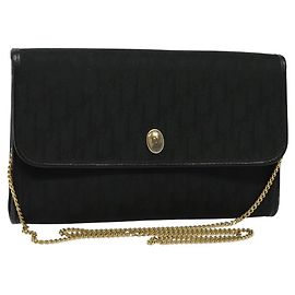 Borsa a spalla in tela Trotter Christian Dior nera e oro Auth yk18198 Nero D'oro