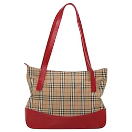 Autre Marque-Burberrys Nova Check Shoulder Bag Canvas Beige Gold Auth sw618-Beige,Golden