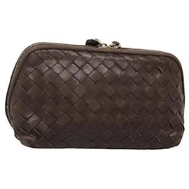 Autre Marque-BOTTEGA VENETA INTRECCIATO Pouch Leather Brown Auth yk18222-Brown