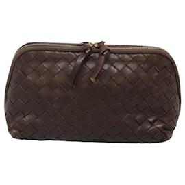 Autre Marque-BOTTEGA VENETA INTRECCIATO Pouch Leather Brown Auth yk18222-Brown